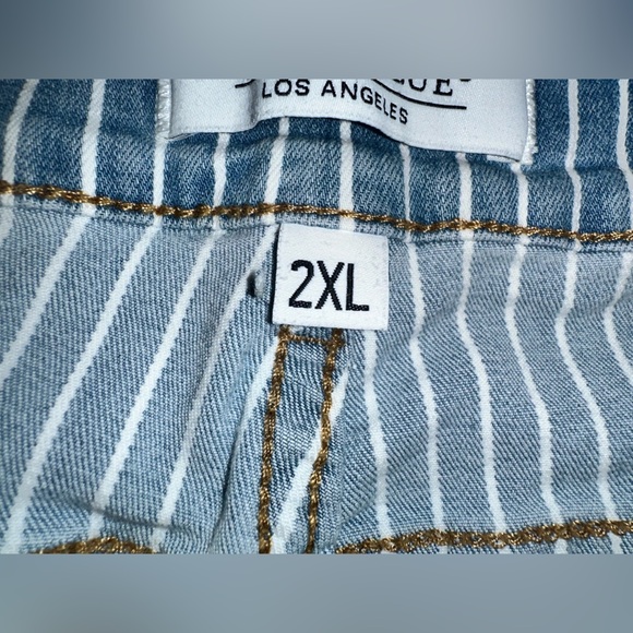 Judy Blue Kya High Waisted Striped  Blue Jean Shorts Size 2XL JB150027 - Picture 8 of 9